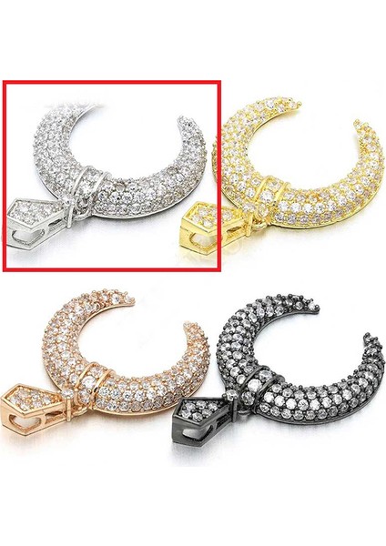 TS000971 - Hilal Figürü Çelik Renkli Paslanmaz Çelik El İşi/Tasarım Kadın Kolye