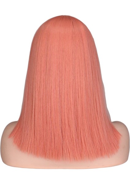12 Inç Kısa Düz Saç Kahverengi Peruk Kadınlar Içın Sentetik Bob Peruk Sıcaklık Fiber Saç Kırmızı Pembe Kahverengi Renk fırsatları
