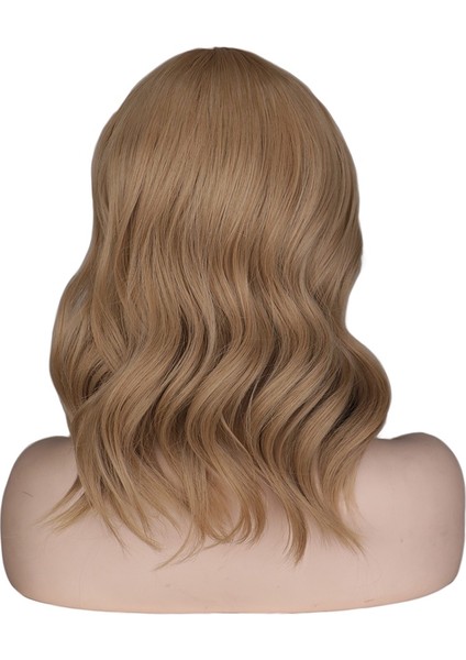 Patlama ile Kısa Doğal Dalga Saç Peruk Pembe Bej Orane Isıya Dayanıklı Saç Kadınlar Içın Sentetik Peruk(Yurt Dışından) modelleri