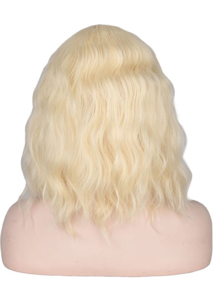 Patlama ile Kısa Doğal Dalga Saç Peruk Isıya Dayanıklı Saç Sentetik Peruk Kadınlar Içın Mor Pembe Renk modelleri