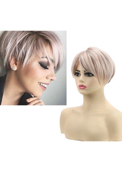 Kısa Pixie Saç Kesimi Sentetik Peruk Kadın Içın Patlama ile Doğal Isıya Dayanıklı Afro Cosplay Peruk