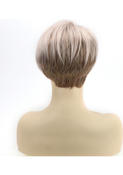 Kısa Pixie Saç Kesimi Sentetik Peruk Kadın Içın Patlama ile Doğal Isıya Dayanıklı Afro Cosplay Peruk fırsatları