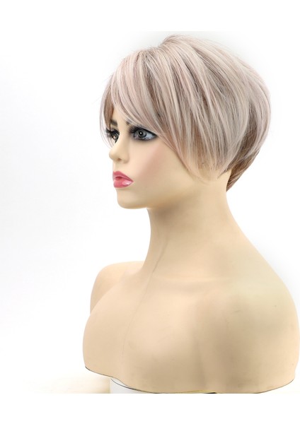 Kısa Pixie Saç Kesimi Sentetik Peruk Kadın Içın Patlama ile Doğal Isıya Dayanıklı Afro Cosplay Peruk indirimleri