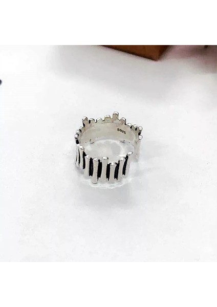 TS001334 - Mini Çubuk Formunda 925 Ayar Gümüş Kadın Yüzük