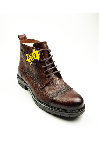 993 Taba Deri Erkek Fermuarlı Klasik Bot
