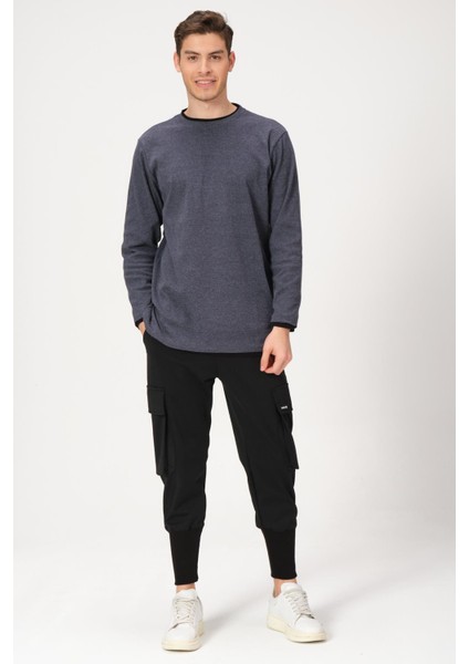 Bisiklet Yaka Garnili Sweatshirt (E21-72300)