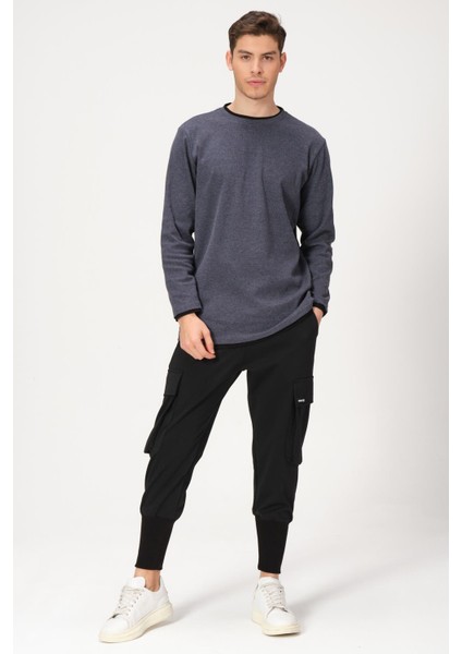 Bisiklet Yaka Garnili Sweatshirt (E21-72300)