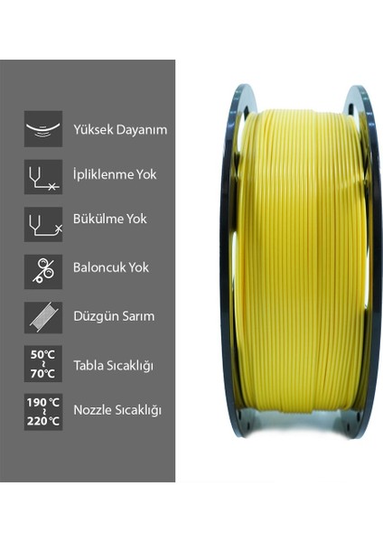 Pla Plus Filament 1.75 mm 1 kg Sarı modelleri