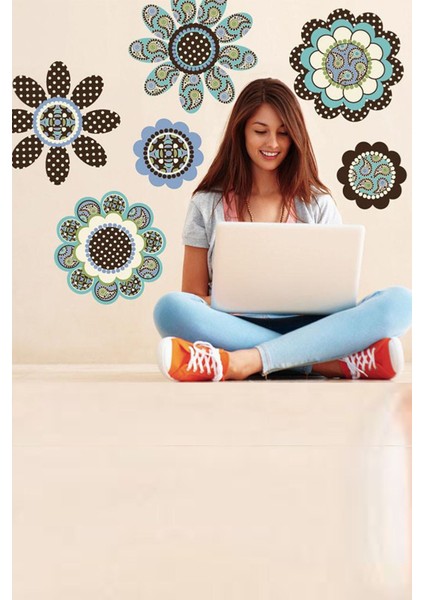 Floral Yaşam Mandala Çiçekler Duvar Sticker