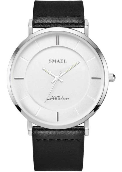 Gümüş Smail Smael Moda Tek Ürün Izle Su Geçırmez Deri Basit Ultra Ince Öğrenci Erkek ve Kadın Kuvars Izle (Yurt Dışından)