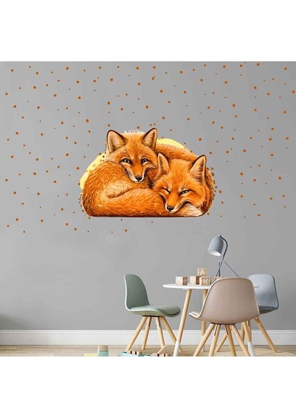 Aşık Tilkiler ve Puantiyeler Çocuk Odası Duvar Sticker