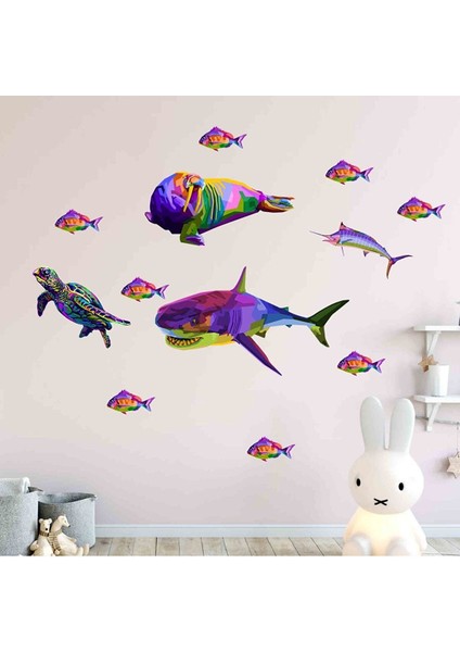 Deniz Canlıları Abstract Duvar Sticker Seti