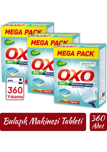 Bulaşık Makinesi Tableti Mega Paket Deterjan 360 Tablet Hepsi Bir Arada (3X120)