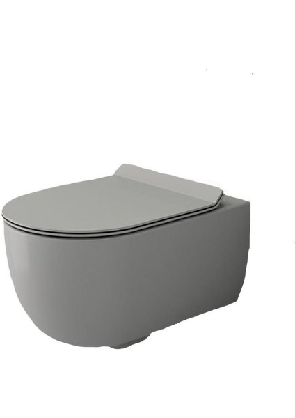 Bocchi V-Tondo Rimless Asma Klozet Kanalsız Kapak Hariç Mat Gri 1416-006-0128