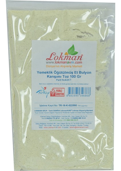 Lokmanavm Yemeklik Öğütülmüş Et Bulyon Karışımı Toz 100 gr Paket