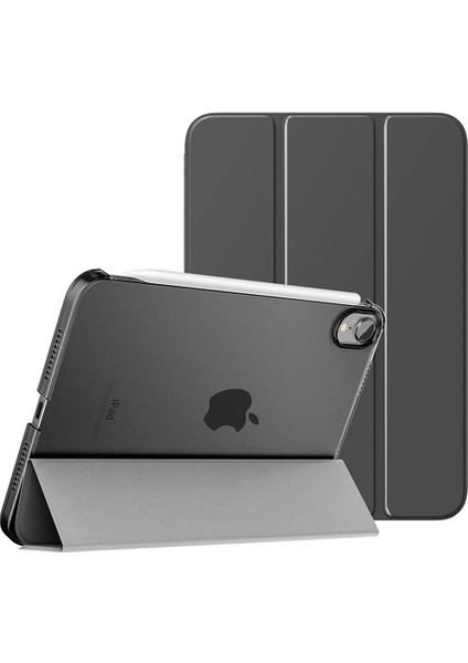 Apple iPad Mini 6 8.3inç 2021 Kılıf Pu Deri Smart Standlı Case A2567 A2568 A2569 Siyah