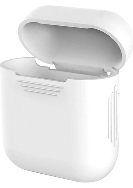 Apple Airpods 1. / 2. Nesil Kılıf Renkli Bitişik Silikon Kılıf Beyaz
