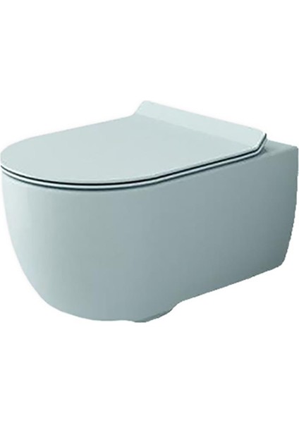 Bocchi V-Tondo Rimless Asma Klozet Kanalsız Kapak Hariç Mat Buz Mavi 1416-029-0128