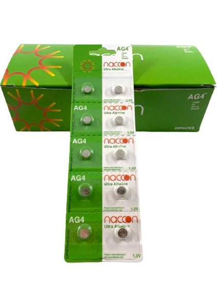 200 Adet Naccon Ag4, LR626, LR66, 177/376/377, SR626, SR626SW Düğme Pil