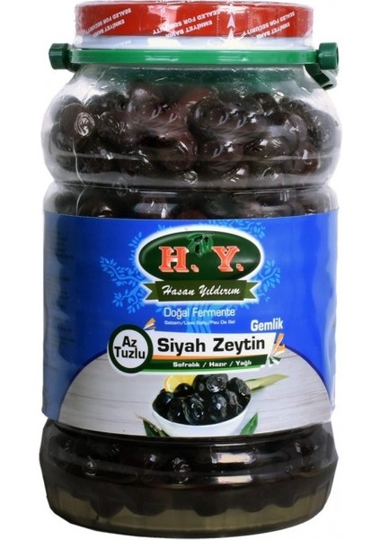 Az Tuzlu Sofralık Gemlik Siyah Zeytin Doğal Fermente Cam Pet (231-290) 1,8 kg
