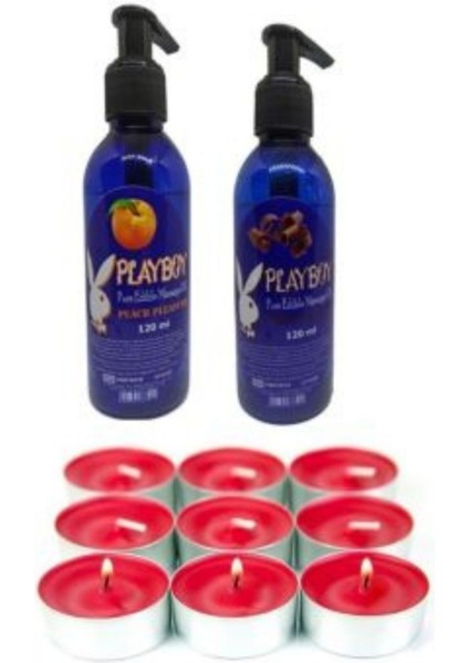 Aroma Terapi Mum Hediyeli Yenilebilir Çikolata ve Şeftali Aromalı Masaj Yağı 120 ml AVRASYA19