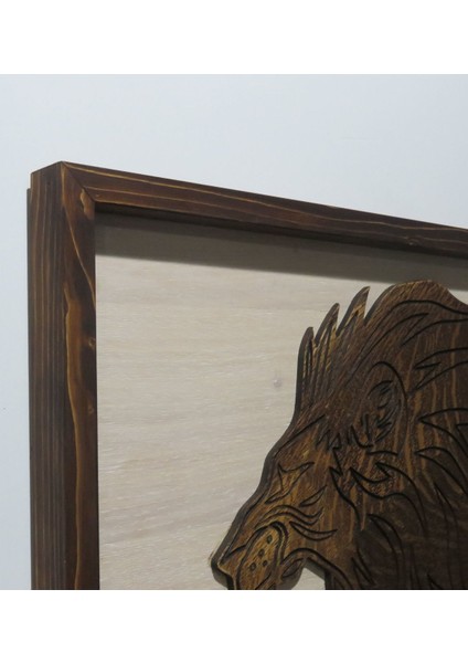 Kişiye Özel Aslan Kabartma Figürlü Özel Yapım Ahşap Çerçeveli Tablo fırsatları