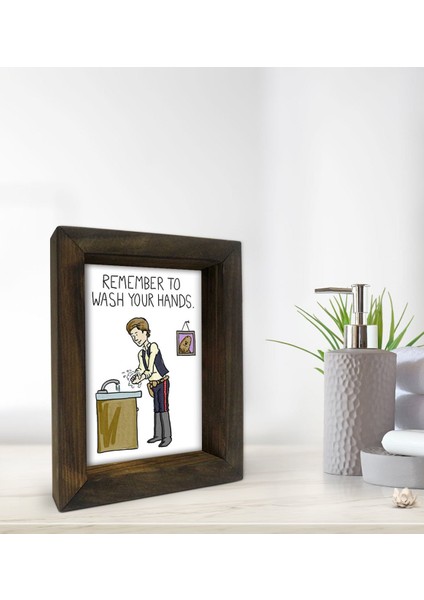 Gift Banyo Dekoratif Doğal Masif Ahşap Çerçeve 15X20CM-40