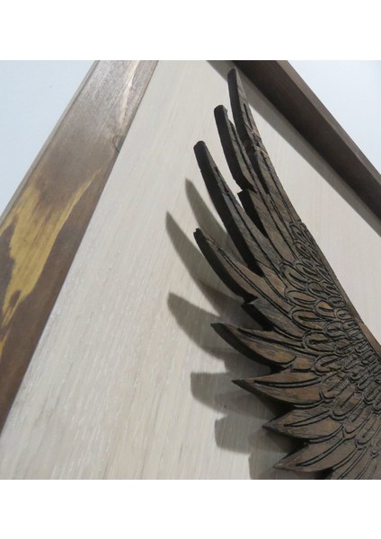 Kişiye Özel Kartal Kabartma Figürlü Özel Yapım Ahşap Çerçeveli Tablo