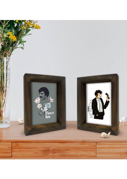 Gift Müslüm Baba Tasarımlı Dekoratif 2'li Doğal Masif Ahşap Çerçeve 15X20CM-1 fiyatları