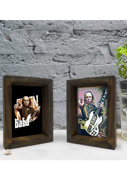 Gift Erkin Baba Tasarımlı Dekoratif 2'li Doğal Masif Ahşap Çerçeve 15X20CM-1