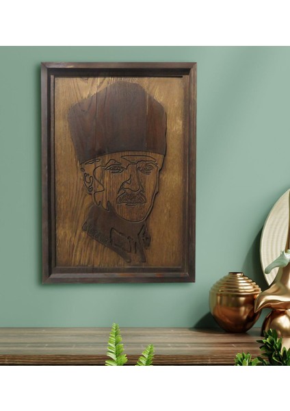 Gift Özel Yapım Atatürk Kabartma Figürlü Ahşap Çerçeveli Tablo