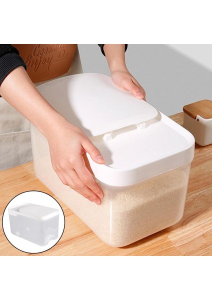 Taşınabilir 5kg Pirinç Depolama Konteyner Konteyner Kutusu Kapakları ile Hava Geçirmez Tankı Beyaz (Yurt Dışından)