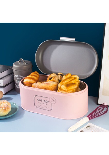 Metal Ekmek Kutusu Kapaklı Alan Tasarrufu Ev Dekor Meyve Makyajlar Için Oyuncaklar Gri Pembe (Yurt Dışından) fırsatları