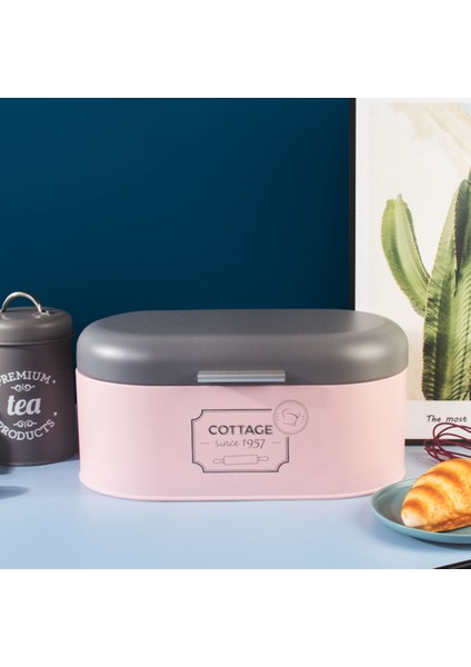 Metal Ekmek Kutusu Kapaklı Alan Tasarrufu Ev Dekor Meyve Makyajlar Için Oyuncaklar Gri Pembe (Yurt Dışından) indirimleri