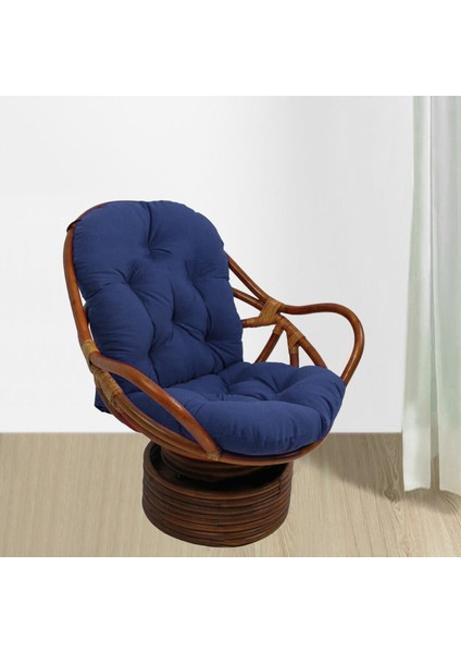 Dokulu Rattan Hasır Döner Rocker Sandalye Yastık Koltuk Minderleri 48 "x 24" Siyah (Yurt Dışından)