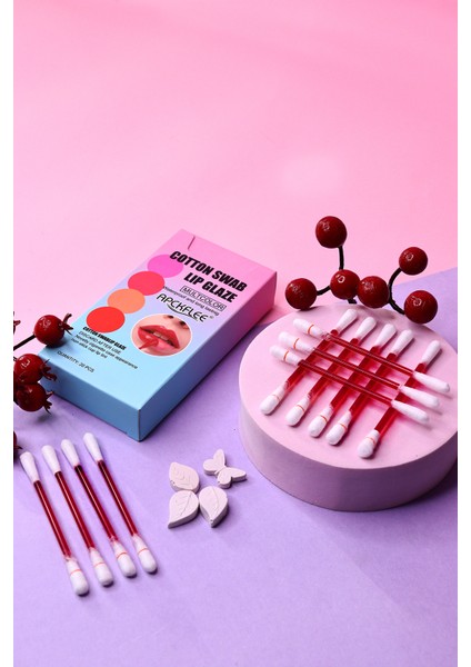 Mujgan Tek Kullanımlık 24 Saat Kalıcı 10 Adet Taşınabilir Çubuk Ruj Cotton Swab Lip Glaze