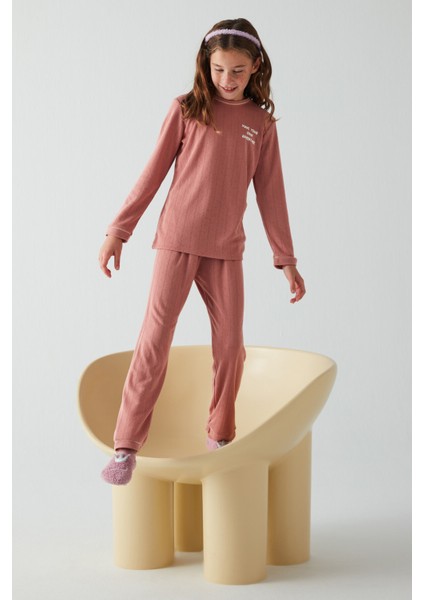 Gül Kurusu Kız Çocuk Yourself 2li Pijama Takımı