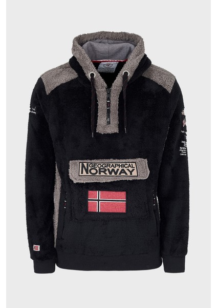 Norway Geographical Kapüşonlu Yarım Fermuarlı Outdoor Polar Sweat Erkek Sweat Gymclasssherco