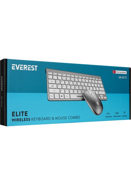 KB-BT72 Elite Silver Metalik Bluetooth Kablosuz Q Klavye + Mouse Set