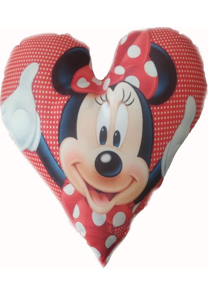 Mickey Mouse Figürlü Kalpli Yastık