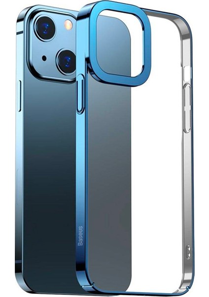 Glitter iPhone 13 6.1inç Kılıf Renkli Kenar Şeffaf Silikon ARMC000603