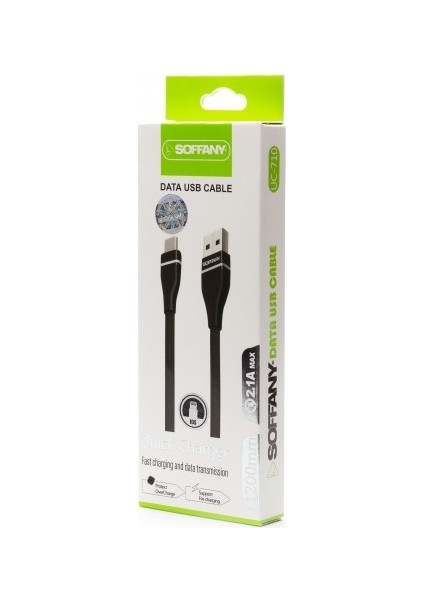 Type-C 2.1A 1.2 Metre UÇ-710T Hasır Kablo - Siyah fiyatları