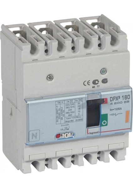 420056 Dpx³ 160 125A 4 Kutuplu 25KA Ayar Sahalı Kompakt Şalter
