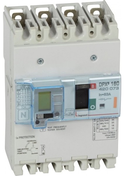 420073 Dpx³ 160 63A 4 Kutuplu 25KA Kaçak Akım Korumalı Kompakt Şalter