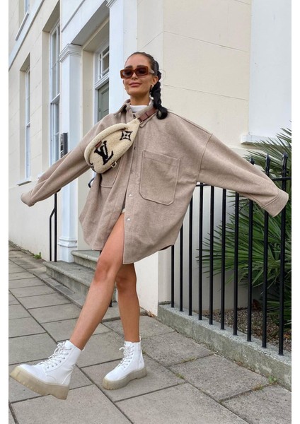 Mad Girls Bej Over Size Gömlek Ceket MG1281 fırsatları