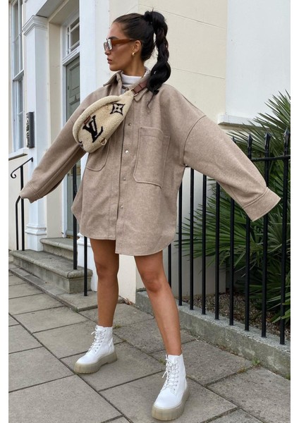 Mad Girls Bej Over Size Gömlek Ceket MG1281 indirimleri