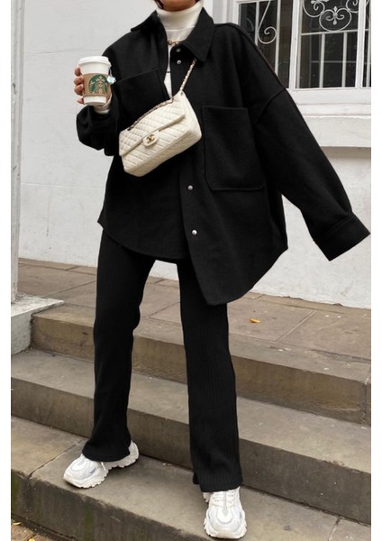 Mad Girls Siyah Over Size Gömlek Ceket MG1281 fırsatları