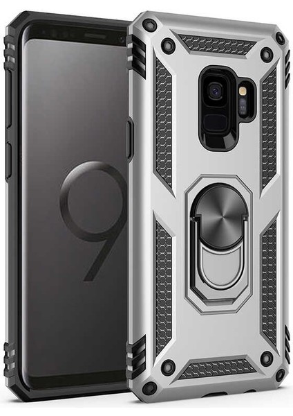 - Galaxy S9 - Kılıf Yüzüklü Çift Katman Zırh Tank Vega Kapak