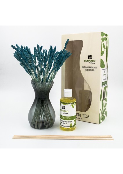 - Çiçekli Bambu Oda Kokusu Set - Green Tea -100 ml