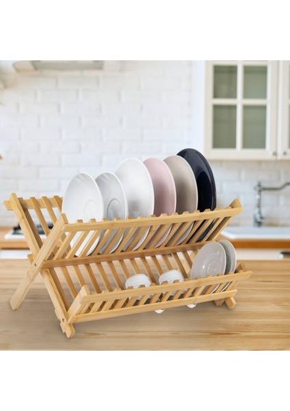 Bulaşıklık Bambu 2 Katlı